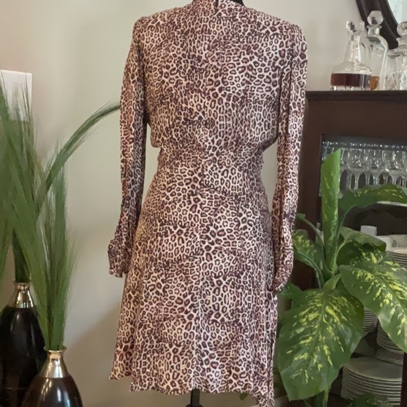 HALE BOB -  Tan Brown Sheath Dress V-Neck Bishop Slit Sleeve - Picture 2 of 7